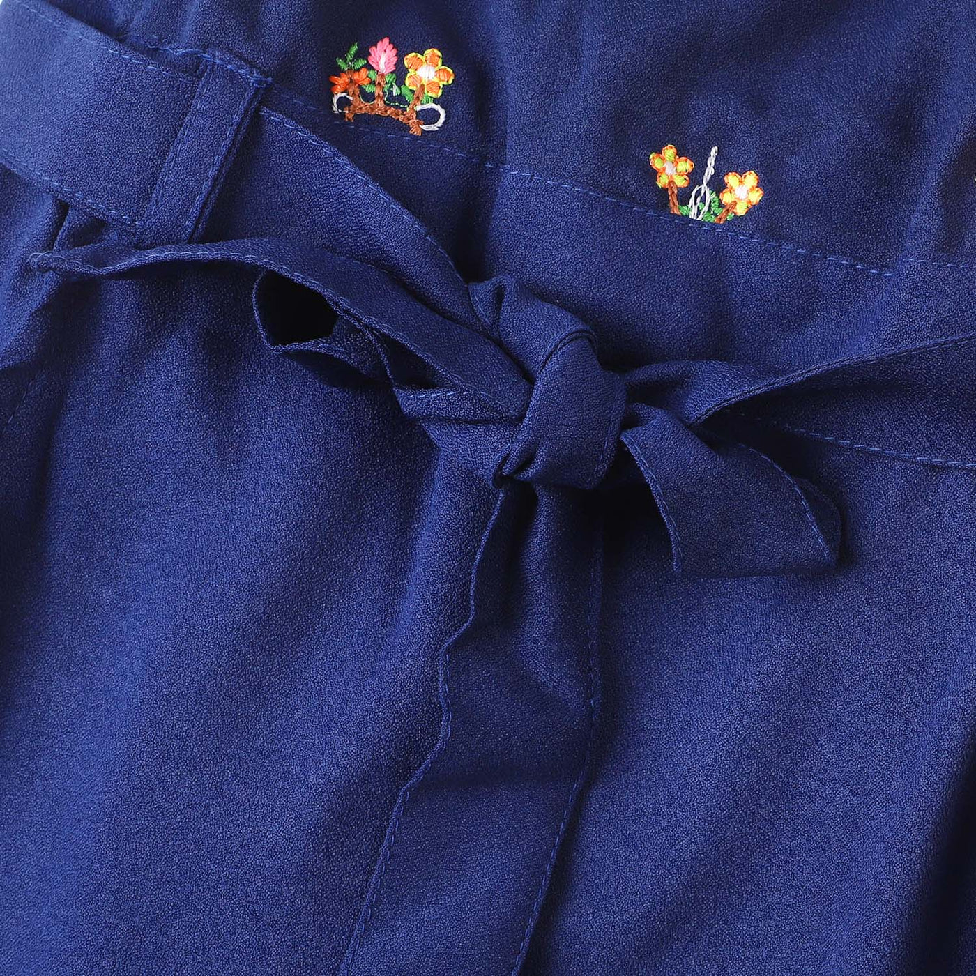 Girls Embroidered Jumpsuit - Navy Blue