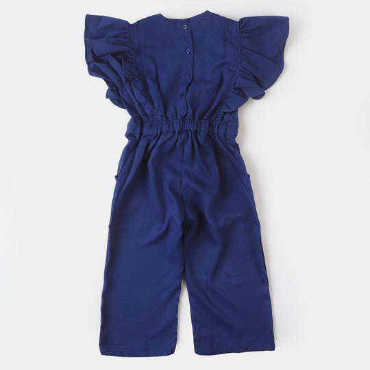 Girls Embroidered Jumpsuit - Navy Blue