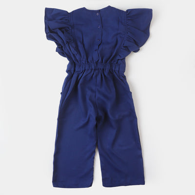 Teens Girls Embroidered Jumpsuit - Navy Blue