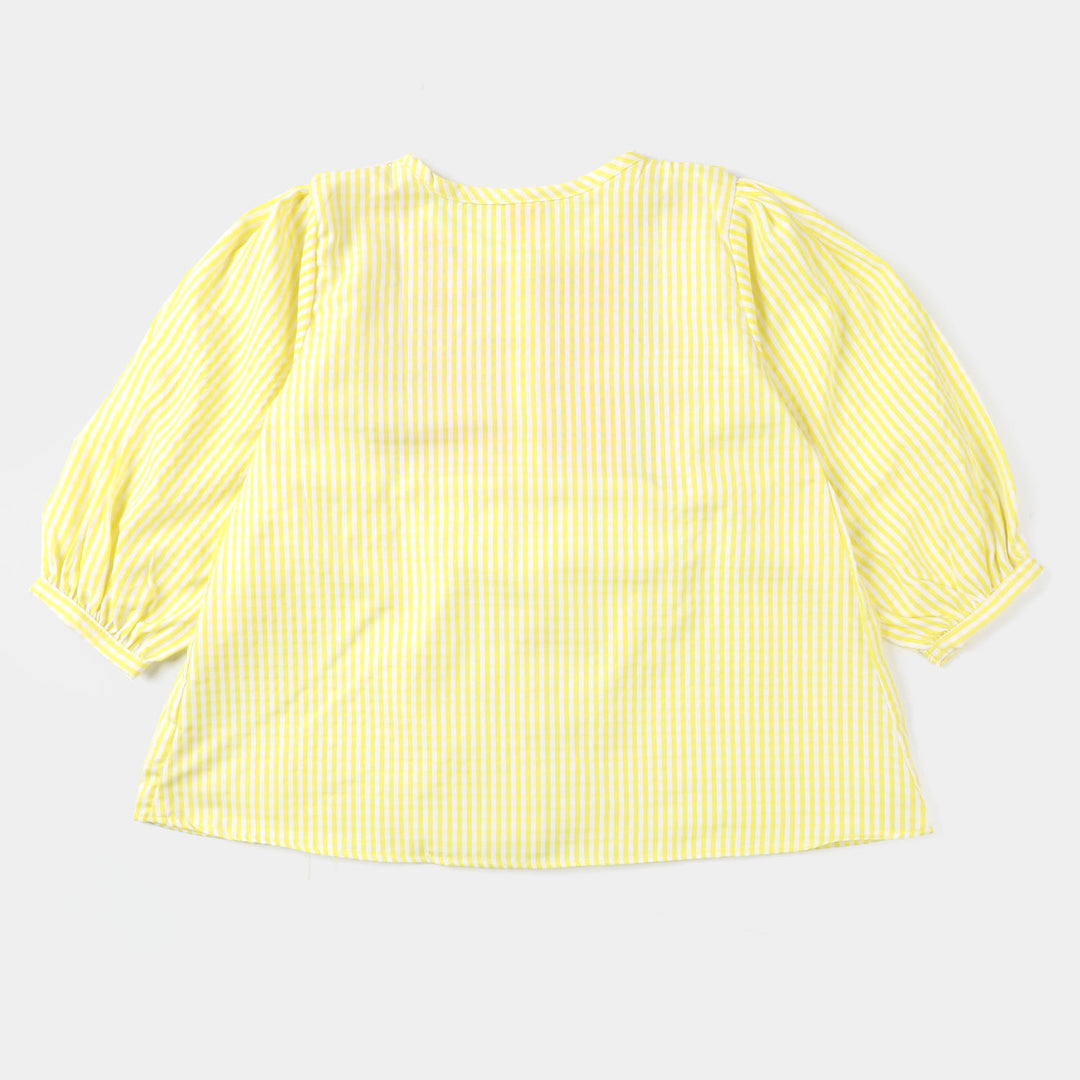 Girls Jacquard Embroidered Top - Yellow