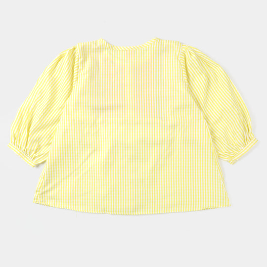 Girls Jacquard Embroidered Top - Yellow