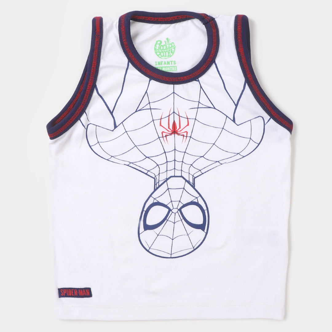 Infant Boys Sando Spiderman - White