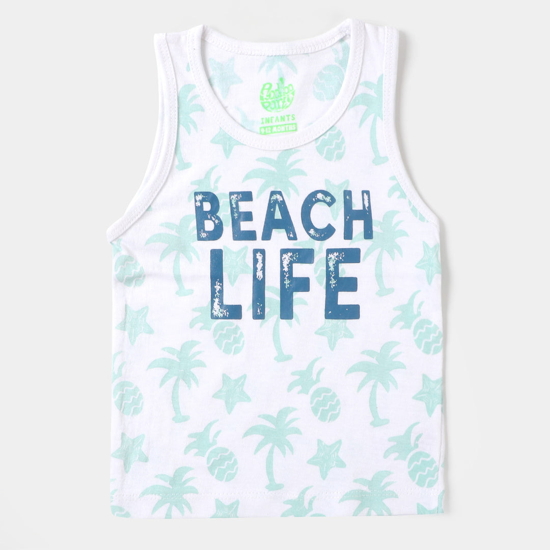 Infant Boys Sando Beach Life - White