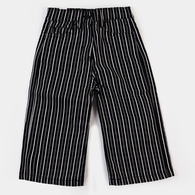 Girls Pant Cotton Stripes - BLACK