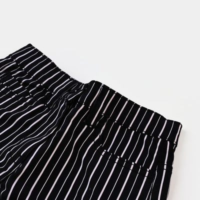 Girls Pant Cotton Stripes - BLACK