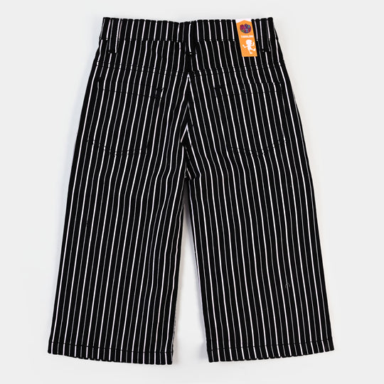 Girls Pant Cotton Stripes - BLACK