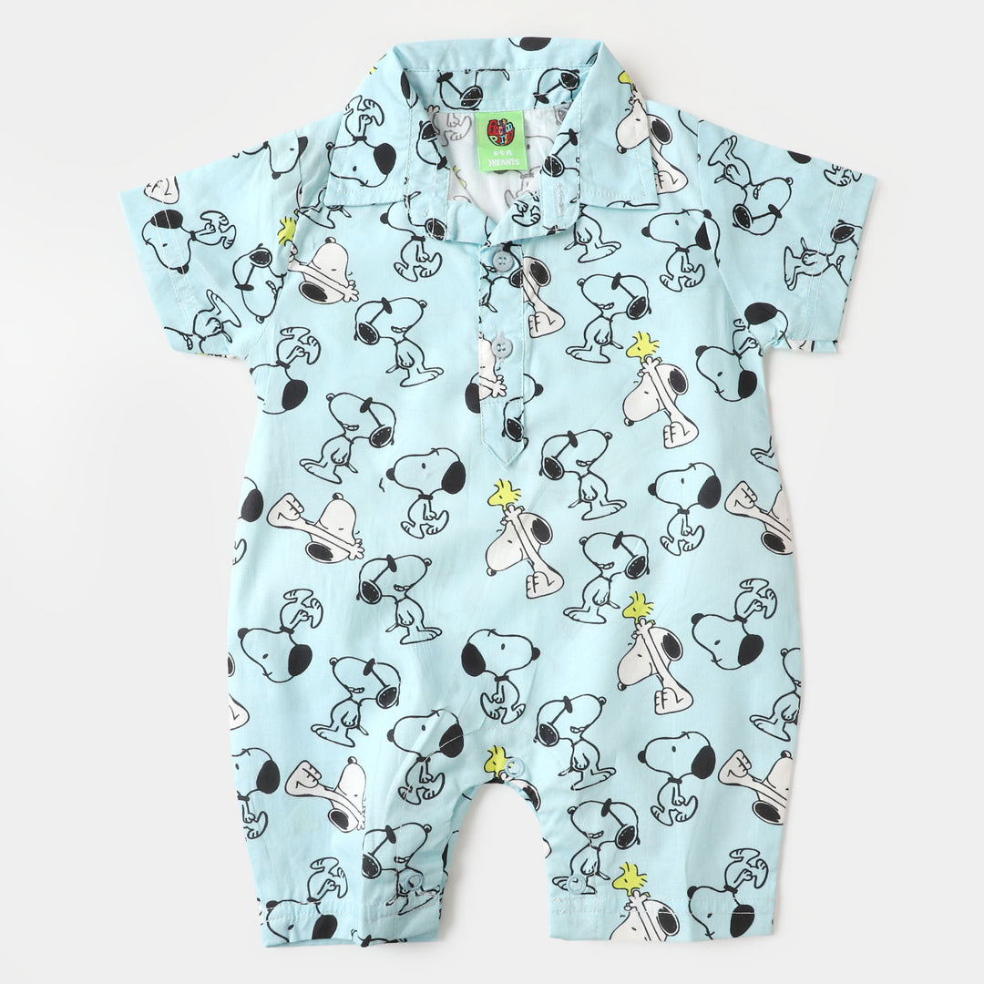 Infant Boys Woven Romper - SKY BLUE