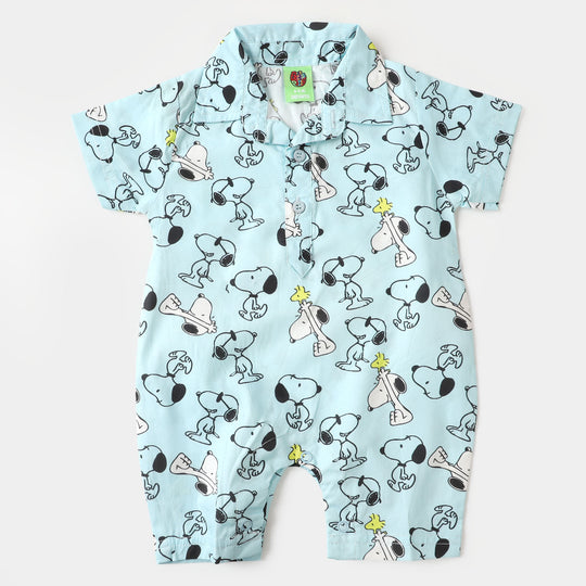 Infant Boys Woven Romper - SKY BLUE