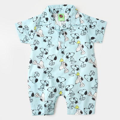 Infant Boys Woven Romper - SKY BLUE