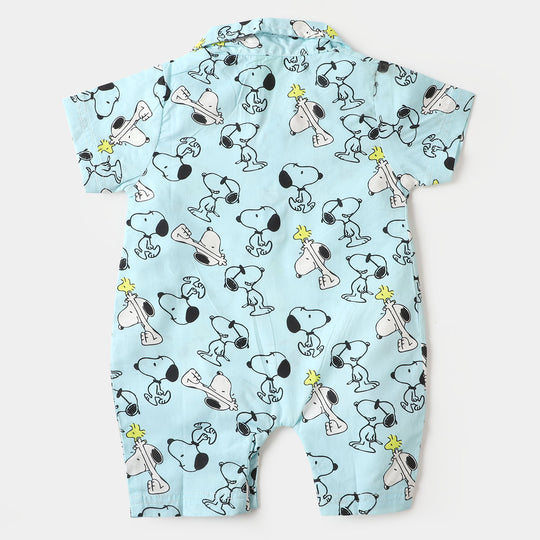 Infant Boys Woven Romper - SKY BLUE