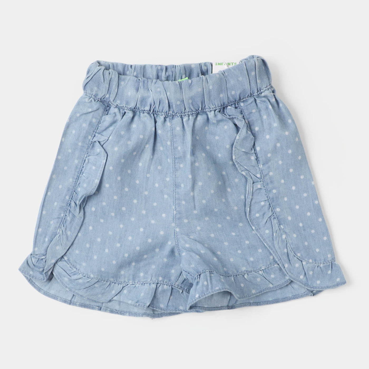 Infant Girls Denim Short Polka Dots - Ice Blue