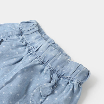 Infant Girls Denim Short Polka Dots - Ice Blue