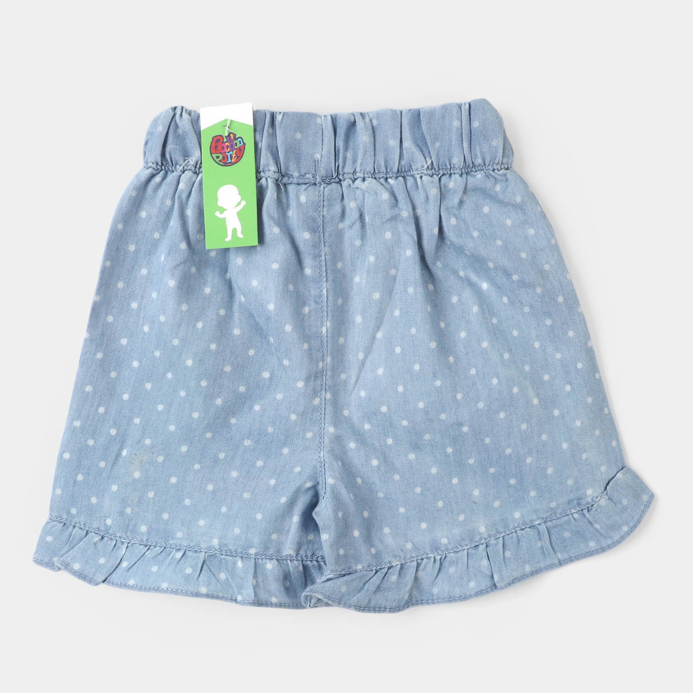 Infant Girls Denim Short Polka Dots - Ice Blue