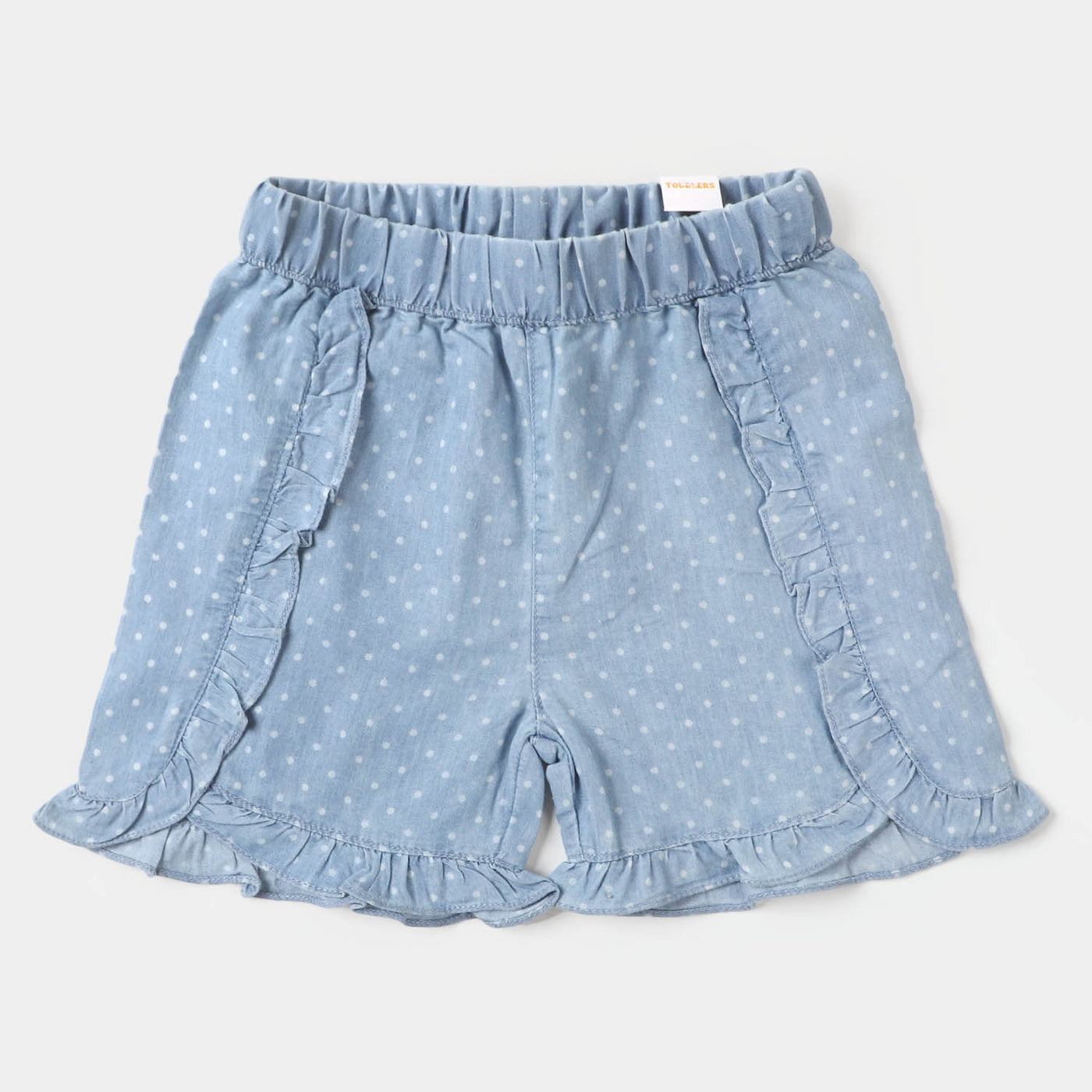 Girls Denim Short Polka Dots - Ice Blue