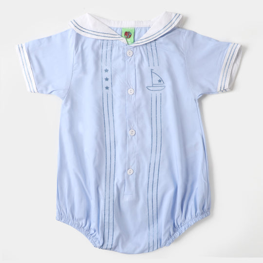 Infant Boys Woven Romper Stars - SKY BLUE