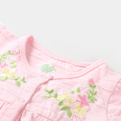 Infant Girls Knitted Romper Flower Bunch  - LAVENDER