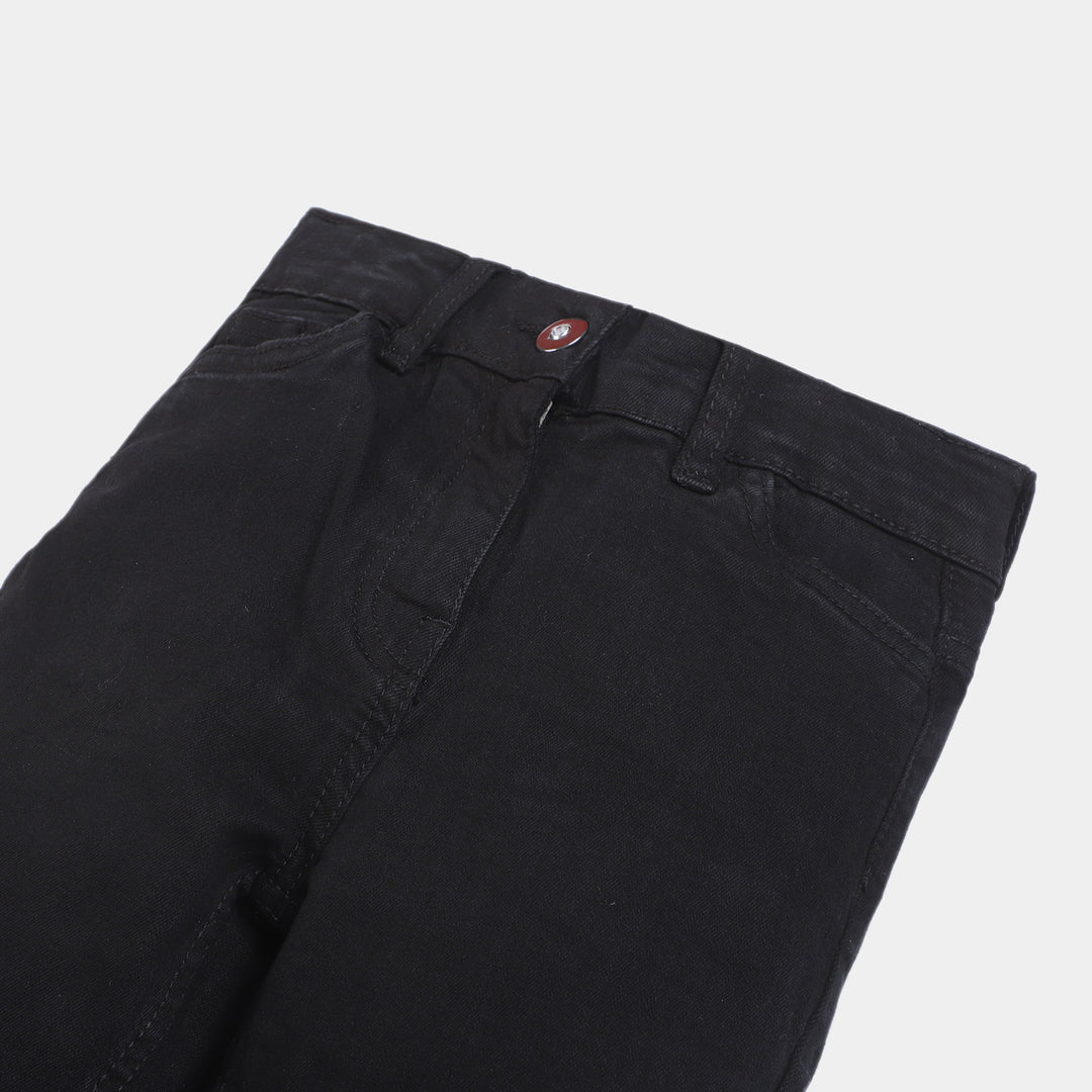 Girls Denim Pant Basic F-23-BLACK