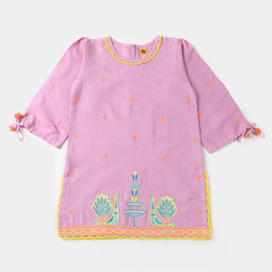 Girls Jacquard Embroidered Kurti Peekaboo