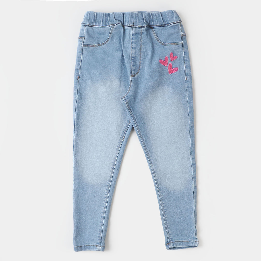 Girls Jegging Denim Hearts - LIGHT BLUE