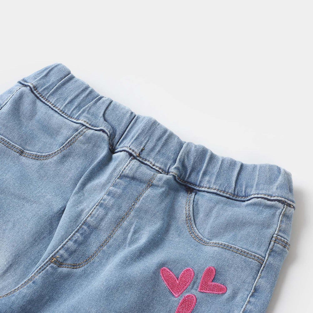 Girls Jegging Denim Hearts - LIGHT BLUE