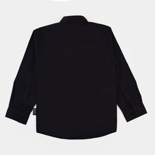 Boys Cotton Casual Shirt Not So Basic  - BLACK