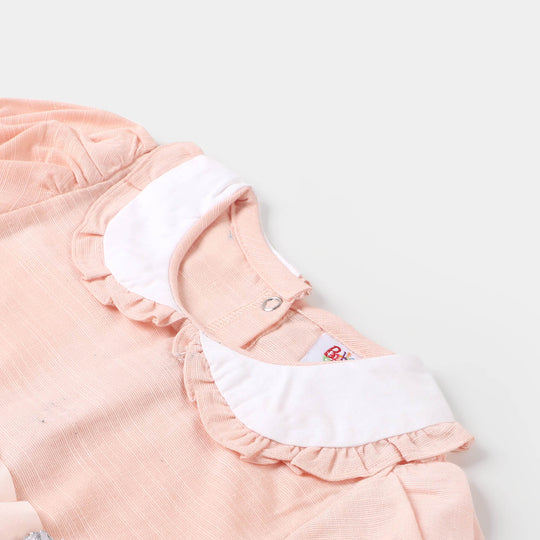 Infant Girls Woven Romper Flower - Peach