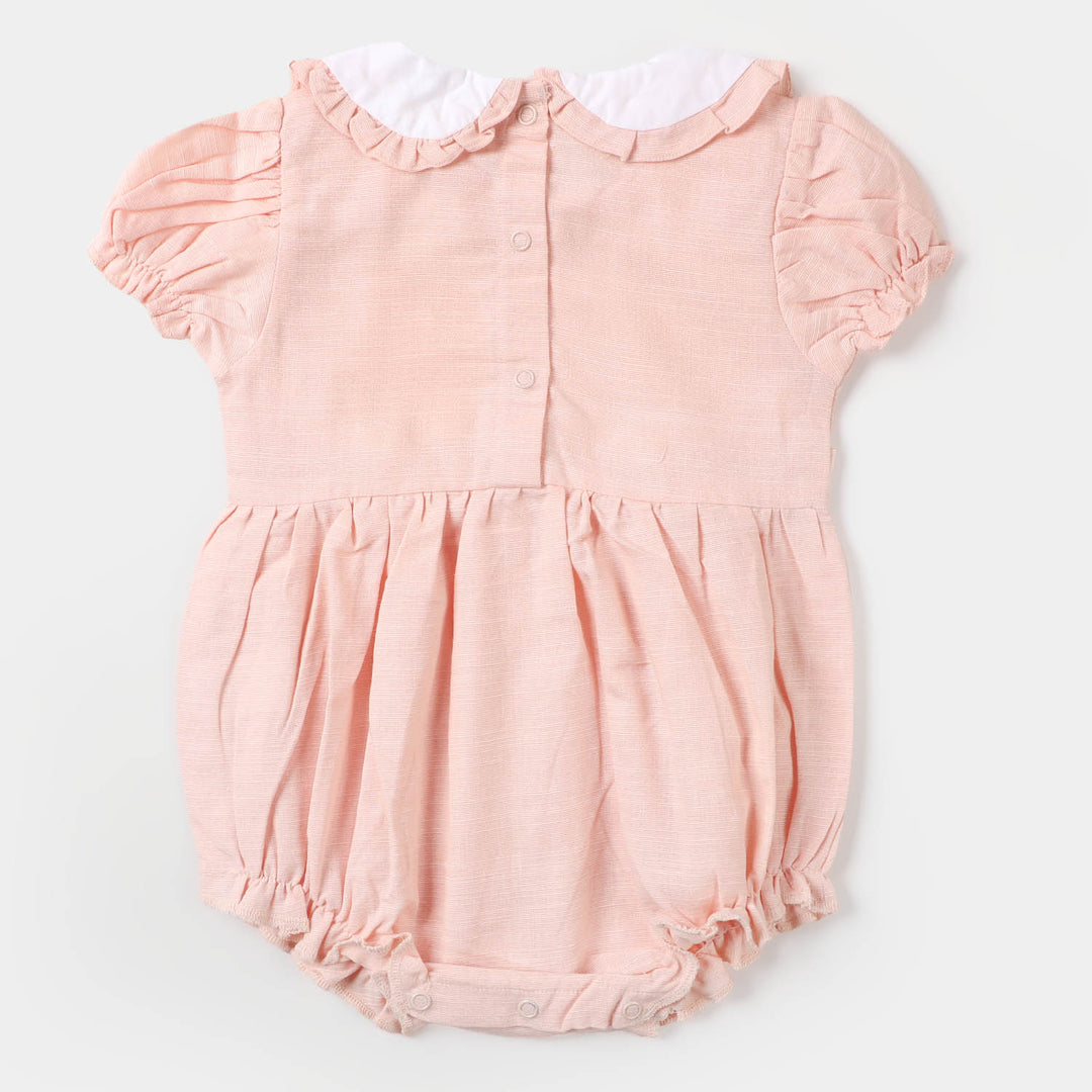 Infant Girls Woven Romper Flower - Peach