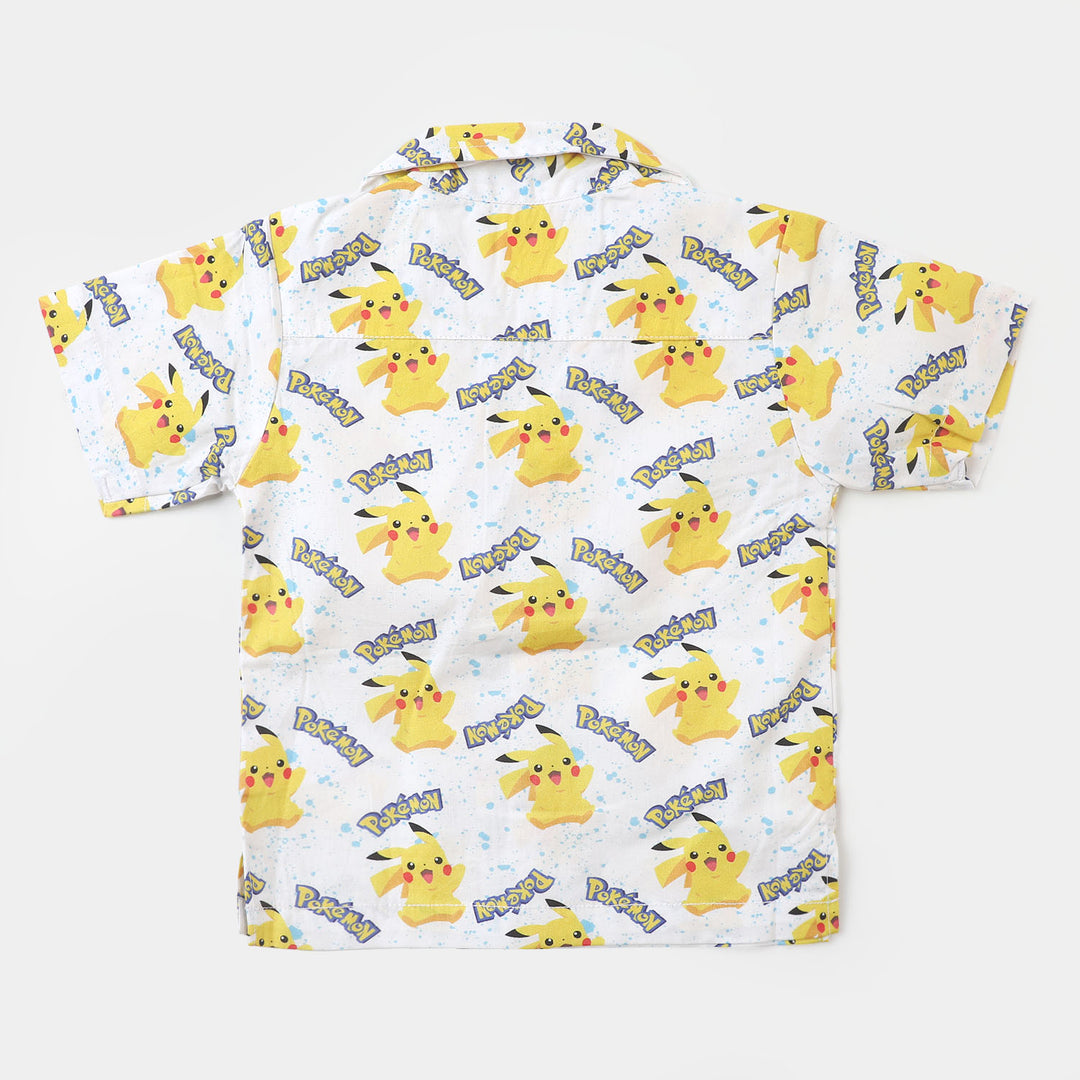 Infant Boys Cotton Casual Shirt Printed- White