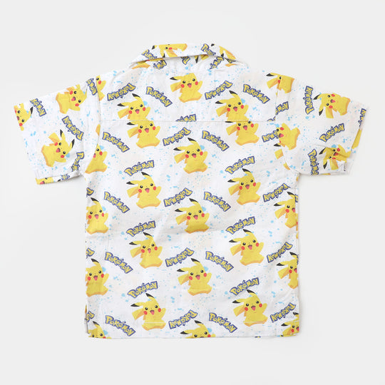 Infant Boys Cotton Casual Shirt Printed- White
