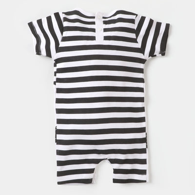 Infant Boys Knitted Romper Panda  - White