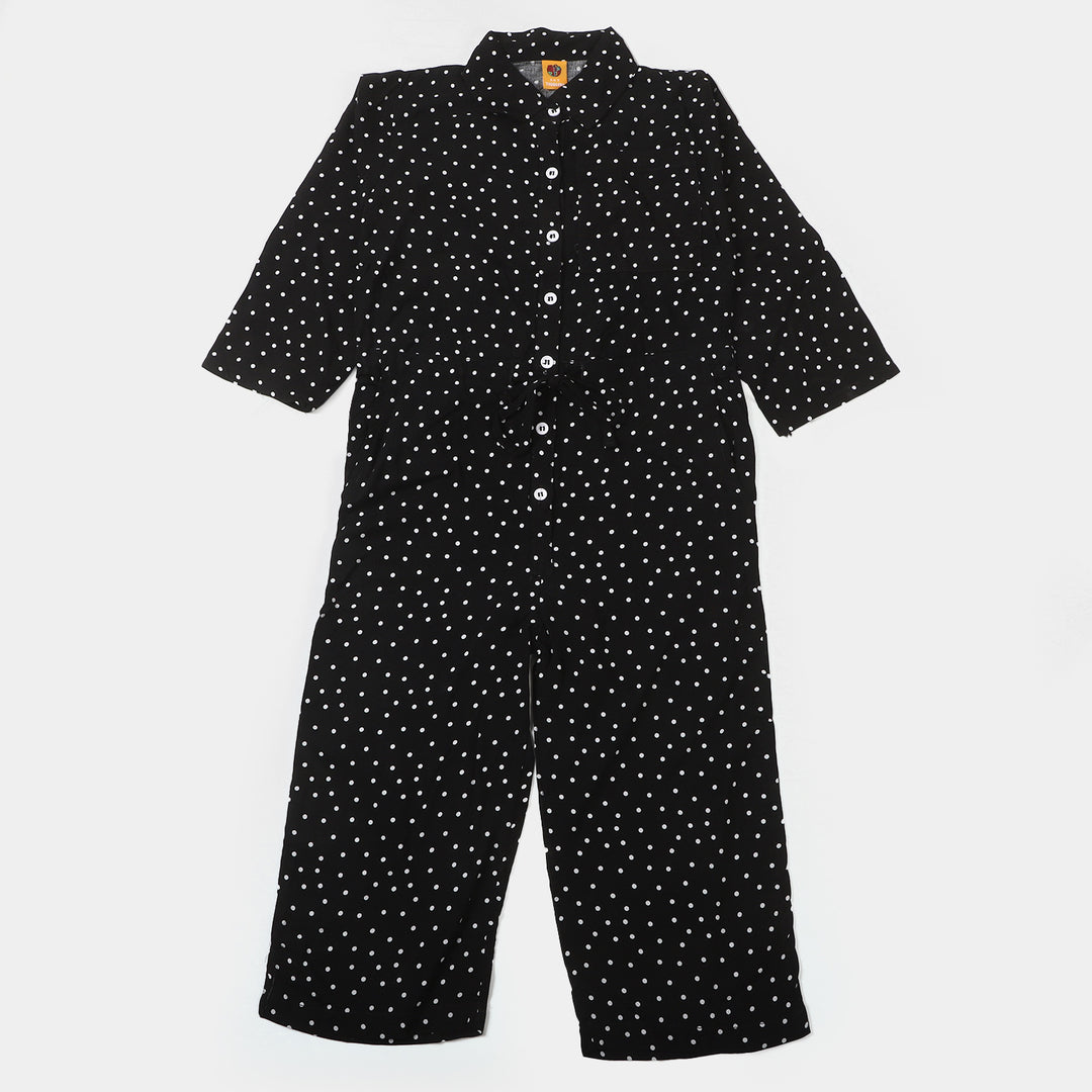 Girls Cotton Jumpsuit - BLACK