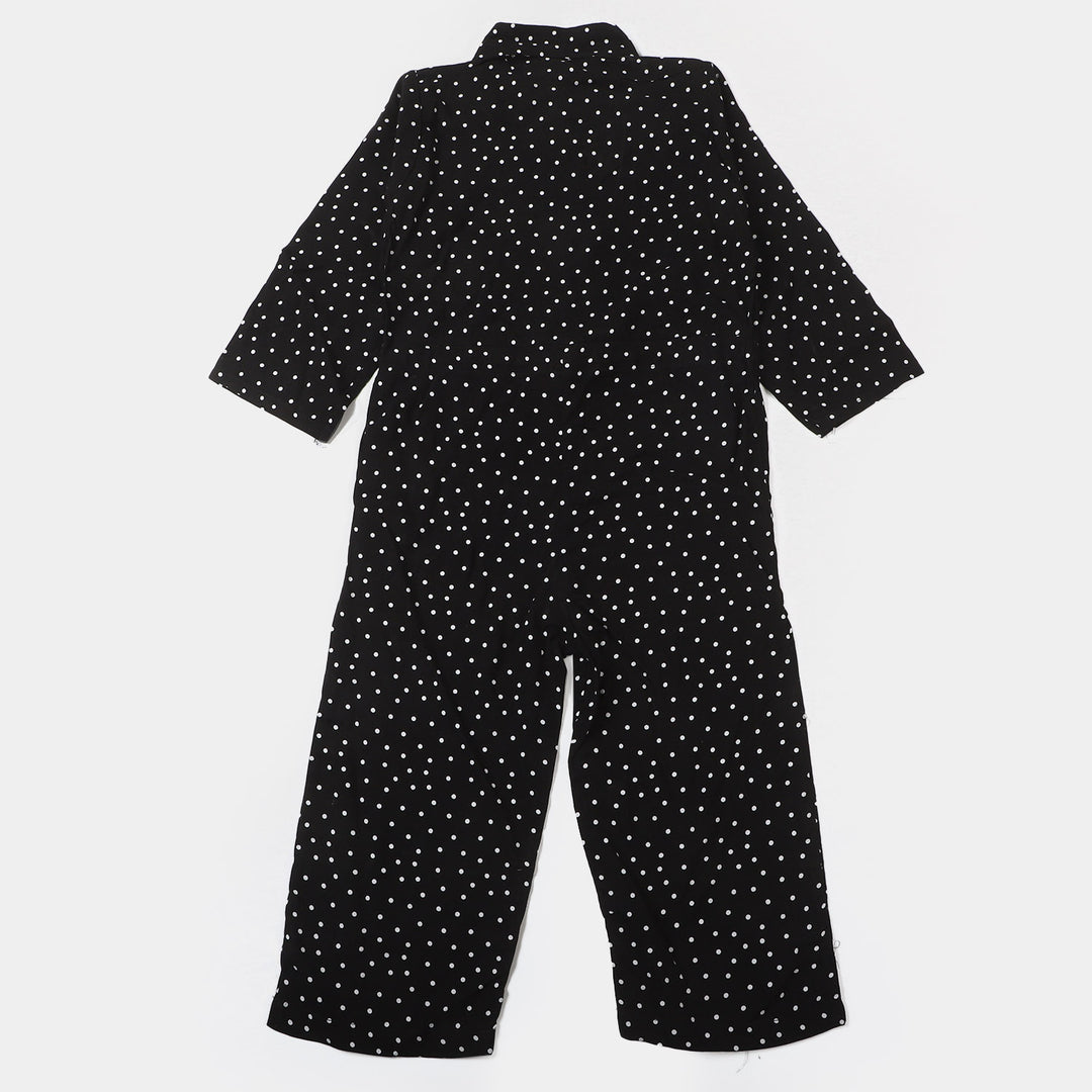 Girls Cotton Jumpsuit - BLACK