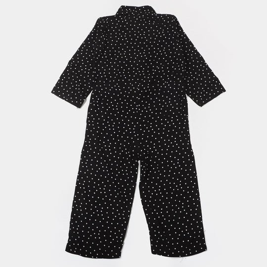 Girls Cotton Jumpsuit - BLACK