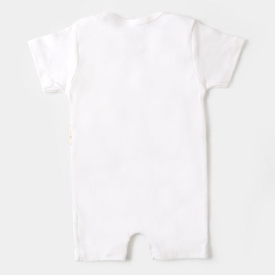 Infant Boys Knitted Romper Tuxedo - White