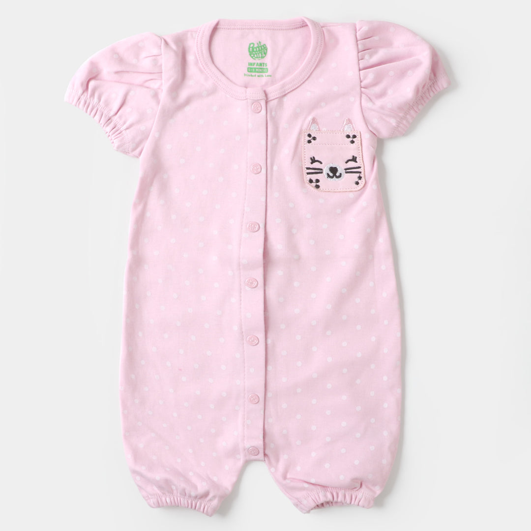 Infant Girls Knitted Romper Cat Pocket - Pink A Boo