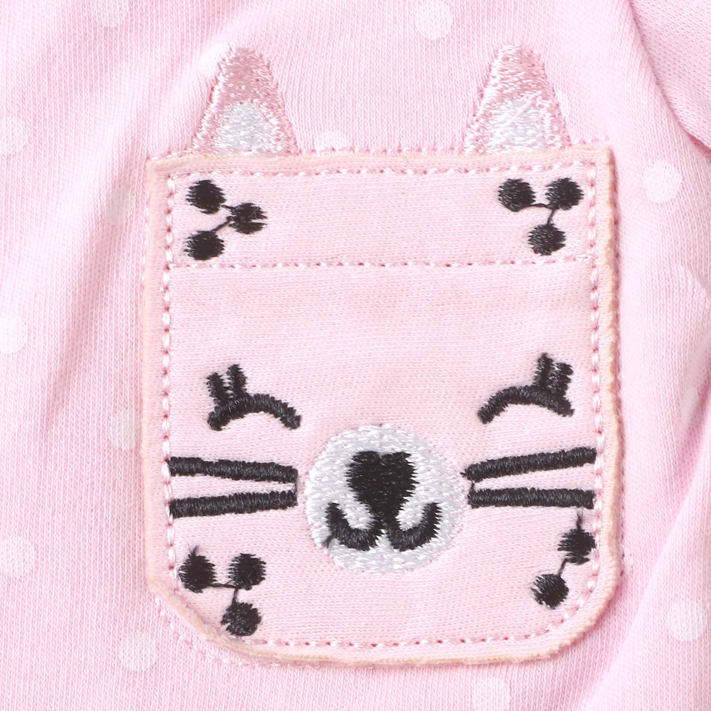 Infant Girls Knitted Romper Cat Pocket - Pink A Boo