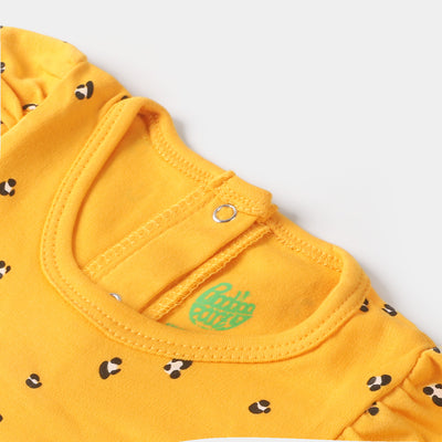 Infant Girls Knitted Romper Tiger Face - Citrus