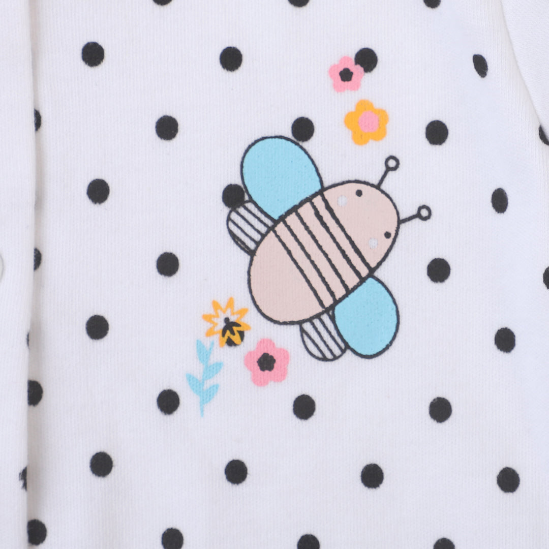 Infant Girls Knitted Romper Bee Flower-White
