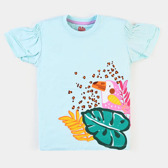 Girls T-Shirt H/S Tropical  - Salt/W/S