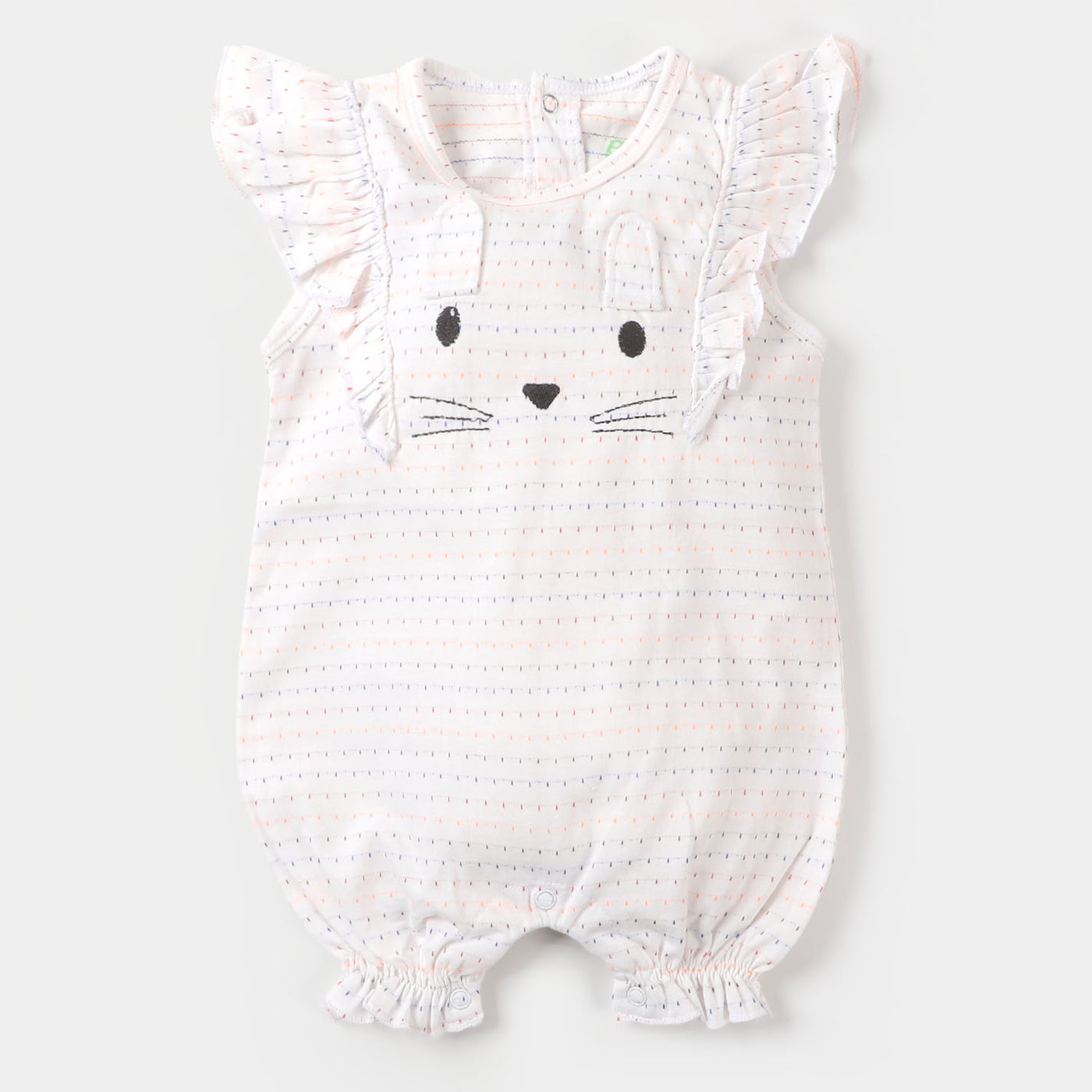 Infant Girls Knitted Romper Bunny Face  - Peach Melba