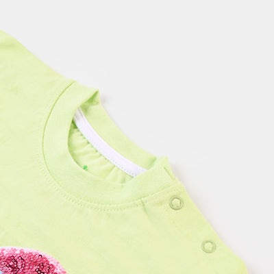 Infant Girls Cotton T-Shirt Ride  - Sharp Green
