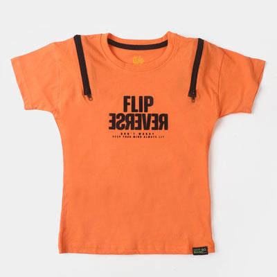 Boys T-Shirt H/S Flip Reverse - F Orange