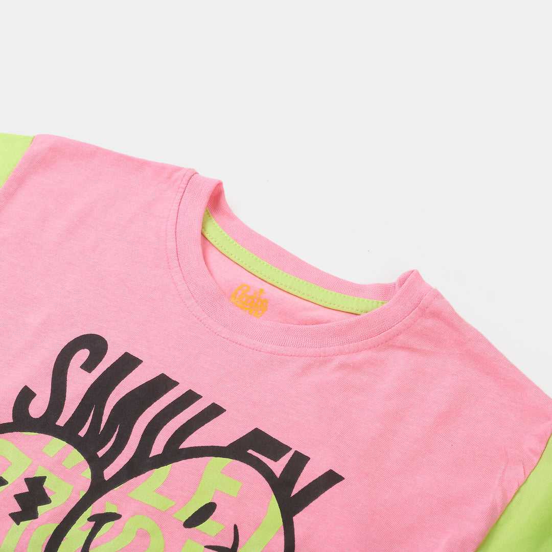 Girls T-Shirt H/S Smiley-F Pink