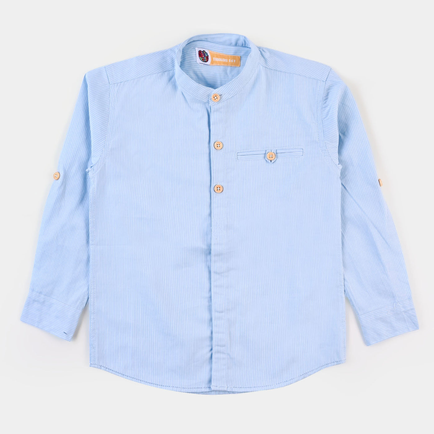 Boys Yarn Casual Shirt Pin Stripes - Neon Blue