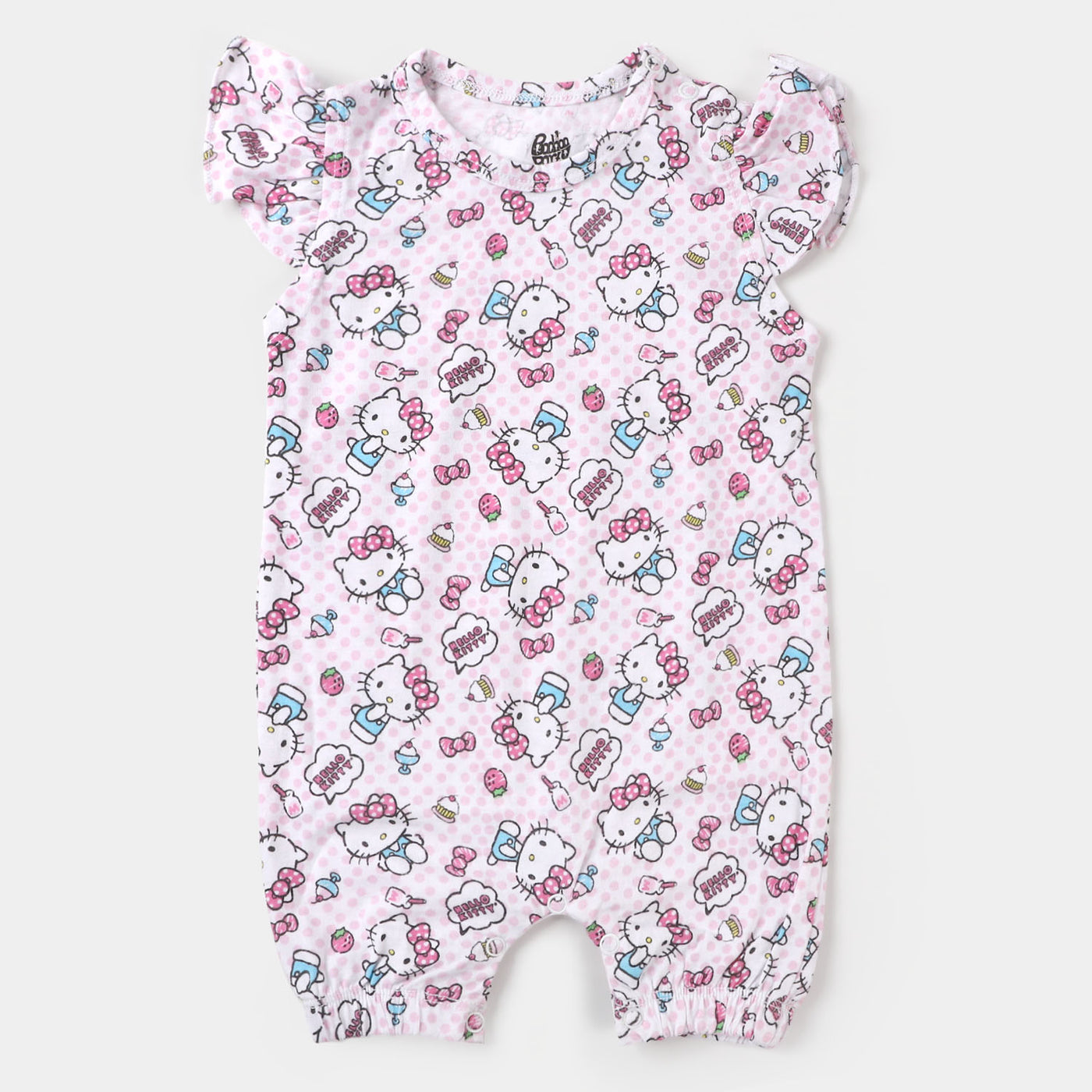 Infant Girls Knitted Romper Printed  - White