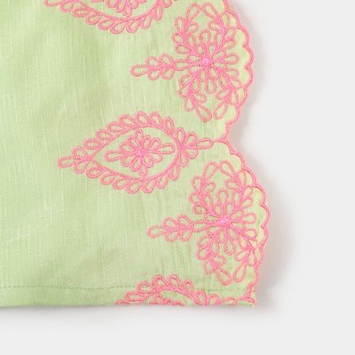 Girls Cotton Embroidered Kaftan  - Green