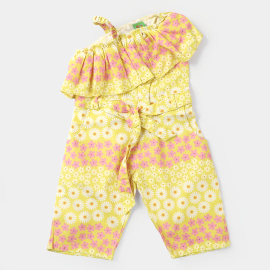 Infant Girls Cotton Jumpsuit - Yellow