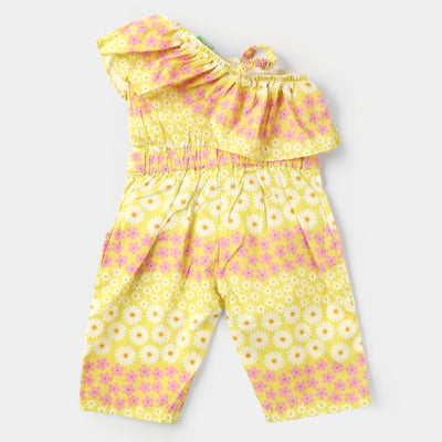 Infant Girls Cotton Jumpsuit - Yellow