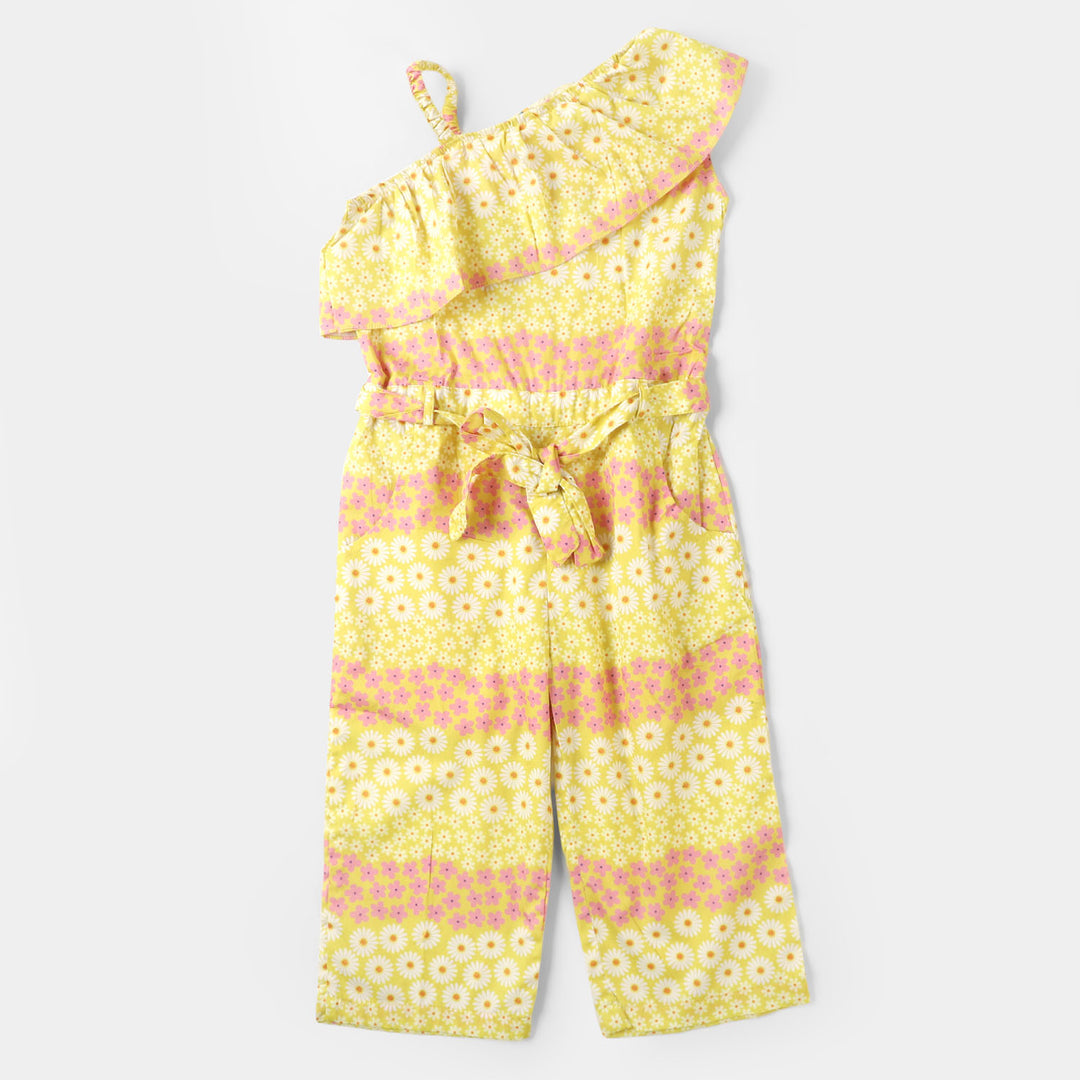 Girls Cotton Jumpsuit - Yellow