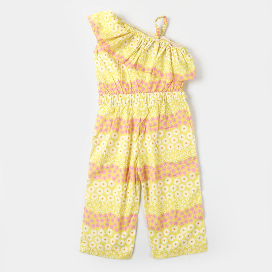 Girls Cotton Jumpsuit - Yellow